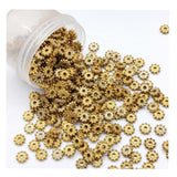 Jaipri 7X1Mm 6Pc Chakri Shape Acrylic Oxidised Gold Finish Caps Connector Beads Spacer Charms For Jewellery Making
