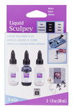 Polyform Liquid Sculpey Liquid Polymer OvenBake Clay, Classic Sampler Pack, Three 1 oz. bottles included, White, Black and Clea