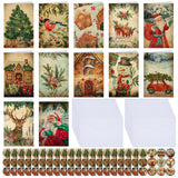 Cholemy 240 Sets Bulk Christmas Cards with Envelopes and Stickers Vintage Happy Holiday Greeting Cards 12 Designs 6 x 4 Inch Mer