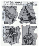 Stampers Anonymous Tim Holtz Cling Rubber Stamp Set, 7 by 8.5Inch, Birthday Blueprint