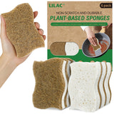 LILAC Natural Cellulose Sponges for Dishes Ergonomic NonScratch Kitchen Scrub Sponges 100% Biodegradable & EcoFriendly Cle