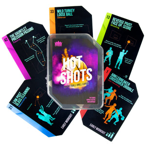 Hot Shots Basketball Drill Cards | 64 Waterproof Plastic Cards | Includes 45 Guided Drills, 9 Archetype Workouts, 5 Games, & 5 I