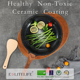 ESLITE LIFE Nonstick Ceramic Frying Pans Skillets Set, Non-Toxic Egg Omelette Kitchen Cooking Pans Compatible with All Stovetops