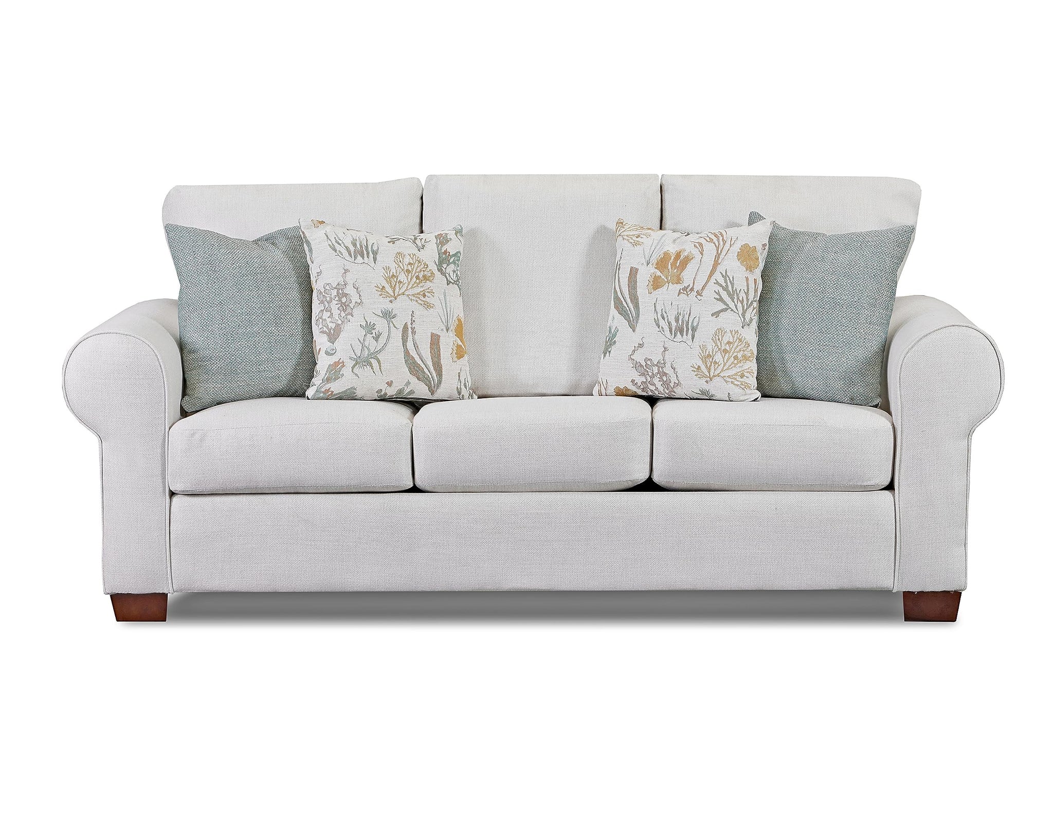 American Furniture Classics Beaujardin Sleeper With Four Throw Pillows Sofas, Soft Washed Cream Tweed