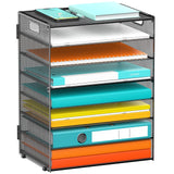 Sinboun 8-Tier Paper Organizer Letter Tray With Handle Mesh Metal Desk File Organizer Paper Holder Office Organization For School Office Home -Like New