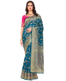 Glory Sarees Womens Blend Banarasi Silk Saree (Kara164_Firozi