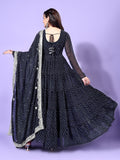 Wedani Georgette Anarkali Kurta Set For Women Black,BLACK,M,,,