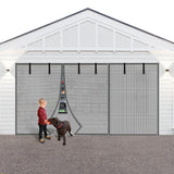 LIAMST Privacy Garage Door Screen Blackout for 2 Car Garage-16x10FT Privacy Silver Grey Heavy Duty Magnetic Garage Screen, Hands