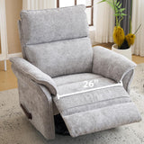 Rhevoy Oversized Glider Rocker Recliner, 26 Extra Wide 360 Swivel Nursery Recliner with Adjustable Headrest, Chenille Rocking N