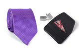 Aeht MenS Necktie, Cufflink, Card Holder Set 1771 Twc Purple