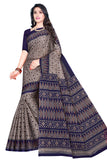 TAMAIRA FASHION Womens Plain Weave Pure Cotton Saree Without Blouse Piece(1362_GreyandBlue)