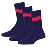 Rc. Royal Class Kids Calf Length Navy With Red Stripes Cotton Kendriya Vidyalaya School Socks (Pack Of 3 Pairs) (1415 Years)