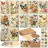 Motiskyy 72 Pack Vinatge Butterfly Greeting Cards Bulk with 72 Pack Retro Rustic Envelopes 72 Pcs Stickers, 4 x 6 Inch Blank Ins