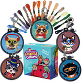 CRAFTILOO Cats Cross Stitch Kits for Beginners. 5 Stamped Cross Stitch Kits for Kids.Needlepoint Kits for Beginners. Embroidery 