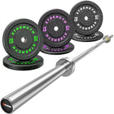 2-Inch Bumper Plates, Barbell Rubber Olympic Weight Plates Set for Home Gym Strength Training, 20-260lbs, Multiple Options (100L