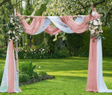 Warm Home Designs Wedding Arch Draping Fabric - 24 Ft Scarves in Dusty Rose & White for Wedding Decoration. AD White & Rose 288 