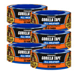 Gorilla All Weather Duct Tape, Black, 1.88 x 25 yd (Pack of 6) - UV and Temperature Resistant Waterproof Tape for Outdoor Repair
