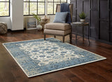 Kas Rugs Heritage Ivory/Blue Elegance 5'3 X 7'8 Plush Accent Rug