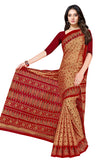 Tamaira Fashion Womens Plain Weave Pure Cotton Saree Without Blouse Piece(1362_Beigeandred)