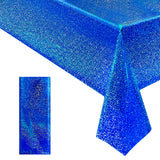 1 pcs Royal Blue Holographic Party Tablecloth 40 x 108 Iridescence Plastic Table Cloth Navy Blue Sparkly Table Covers for Gradua
