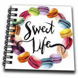 3D Rose Cute French Macaroon Cookies Wreath with Sweet Life Mini Notepad, 4 x 4