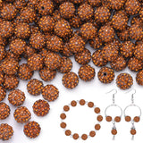 100 pcs 10mm Rhinestone Beads for Jewelry Making, Brown Shiny Round Shamballa Disco Beads Bulk, Sparkle Crystal Clay Christmas f