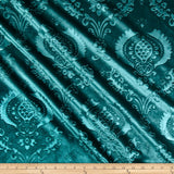 Seafoam Brocade Damask Velvet Fabric Cut by The Yard, Ideal Embossed Material for Upholstery for Coaches and Chairs, Drapery, Pi
