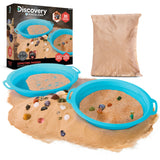 Discovery Gemstone Panning STEM Kit - Pan for 30 Real Gems| 2 Sifting Pans, Sand & Learning Guide| Educational Science Activity 