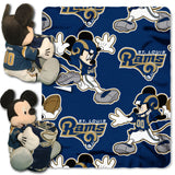 The Northwest Company NFL Los Angeles Rams Character Hugger Pillow & Fleece Throw Blanket Set, 40 x 50, Mickey Mouse Alternate