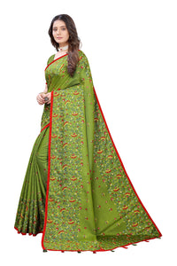 Gosriki Women'S Jute Silk Saree With Blouse Piece (Jutibai Light Green_Light Green),Light Green,,B095W9MMMP