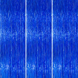 PartyWoo Dark Blue Streamers Fringe Backdrop 3pcs Navy Blue Foil Fringe Curtain 8.2FT Tinsel Backdrop for Birthday Gender Reveal