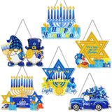 Zonon 6 Pcs Hanukkah Diamond Art Painting Hanging Sign Set Hanukkah Star Diamond Art Adults 5d DIY Craft Acrylic Pendant Ornamen