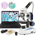 AmScope M158CE Compound Monocular Microscope, WF10x and WF25x Eyepieces, 40x1000x Magnification, Brightfield, LED Illumination