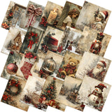 HunnmingRe 20 Pcs 10x10 Vintage Red Christmas Quilting Fabric Square Bundle Snowman Precuts Quiltted Fabric Santa Nutcracker