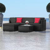 Nestl Outdoor Patio Furniture Sectional, Black Base/Charcoal Grey Cushions