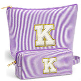 Fohufo Travel Toiletry Bag Set for Women - Travel Essentials, Initial Travel Makeup Bag Organizer Small Cosmetic Bag for Purse P