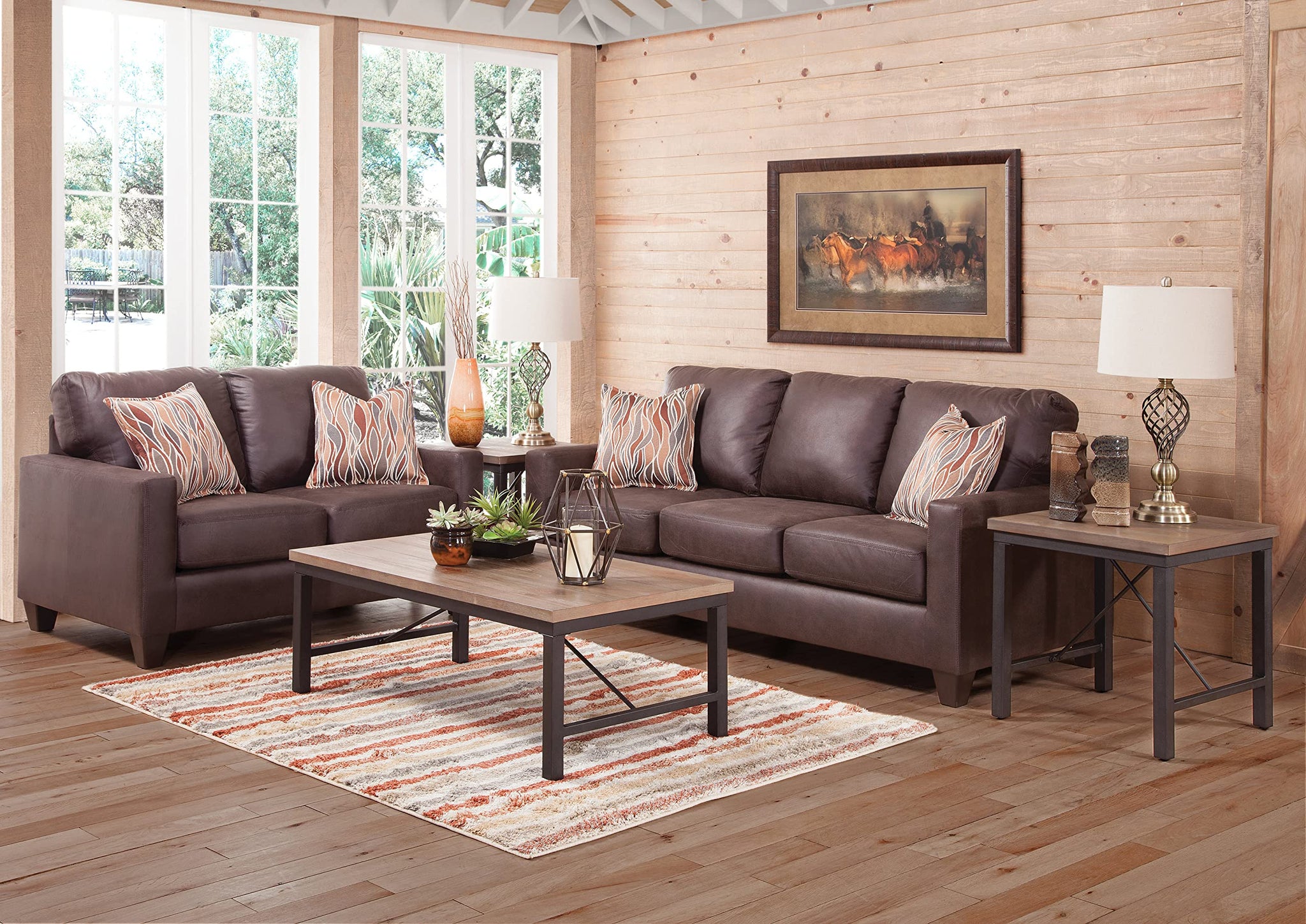 American Furniture Classics Square Arm Loveseat Sofas, Brown