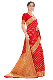 Glory Sarees Womens Banarasi Silk Saree With Blouse Piece (Kara128_Red_Red)