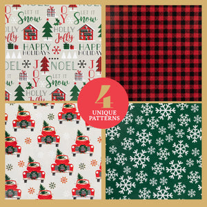 Christmas Wrapping Paper Sheets - 20 Precut (30x20) Sheets - 4 Unique Holiday Gift Wrap Patterns