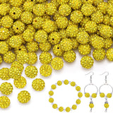 200pcs 10mm Citrine Rhinestone Beads for Jewelry Making, Shiny Round Shamballa Disco Ball Beads Bulk, Sparkle Crystal Clay Chris