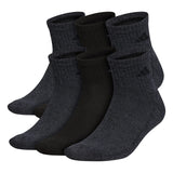adidas Athletic 6Pack Quarter Socks Black Onix Marl/Black/Onix LG (Mens Shoe Size 612)