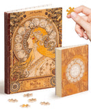 PieceRelax A5 Puzzle Journal 329 Plastic Pieces for Adults - Alphonse Mucha - Zodiac - Book Cover & Notebook, Unique Puzzle Gift