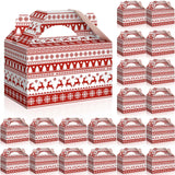 Cholemy 50 Pcs Christmas Treat Boxes with Handle Elk Design Gift Boxes Christmas Cookie Candy Xmas Party Paper Gift Wrap for Hol
