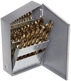 Chicago Latrobe 57850 550 Series Cobalt Steel Jobber Length Drill Bit Set with Metal Case, Gold Oxide Finish, 135 Degree Split P