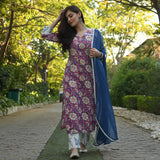 Gosriki Women'S Cotton Blend Floral Printed Straight Kurta With Pant & With Dupatta (Dastur Pink_Xxl-Gs_Pink_Xx-Large),Pink,2,B0BNNKFGXD