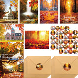 WorldBazaar Thanksgiving Greeting Cards 24 Pack Fall Card Envelopes Bulk Autumn Leaves Landscapes Religious