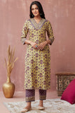 Anni Designer Women'S Rayon Blend Straight Printed Kurta With Pant & Dupatta (Madhu Yellow_Xl_Yellow_X-Large),Yellow,XL,,,