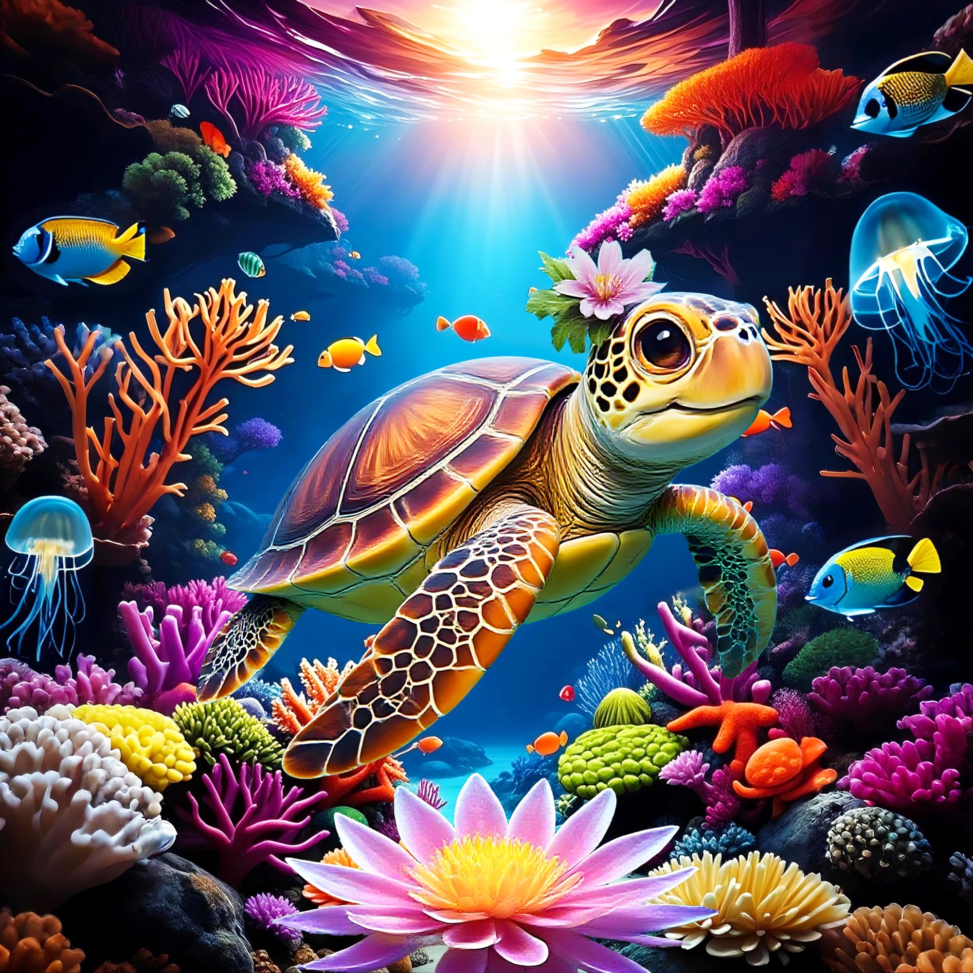 Apostle Sea Turtle Diamond Art Kits for Adults, 5D Diamond Painting Kits for Beginners, DIY Full Drill Round Rhinestone Gem Art 