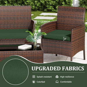Pakunoda 3 Pack of Outdoor Seat Cushion Replacement Set Suitable for 4 Pieces of Wicker Rattan Furniture Terrace Guest Set Sofa