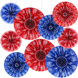 Outus 18 Pcs Western Party Decorations Paper Fans Wild West Bandana Hanging Paper Fans Ceiling Wall Garland for Western Cowboy T